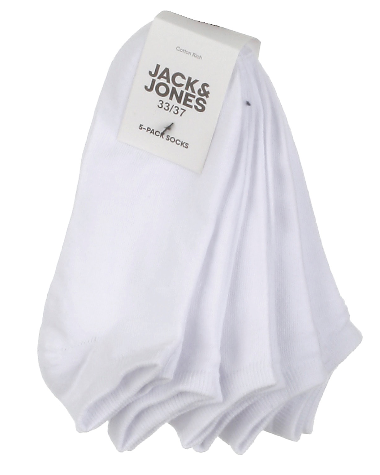 Jack & Jones JR 5-pak footies, Dongo, hvid - 35+,33/37