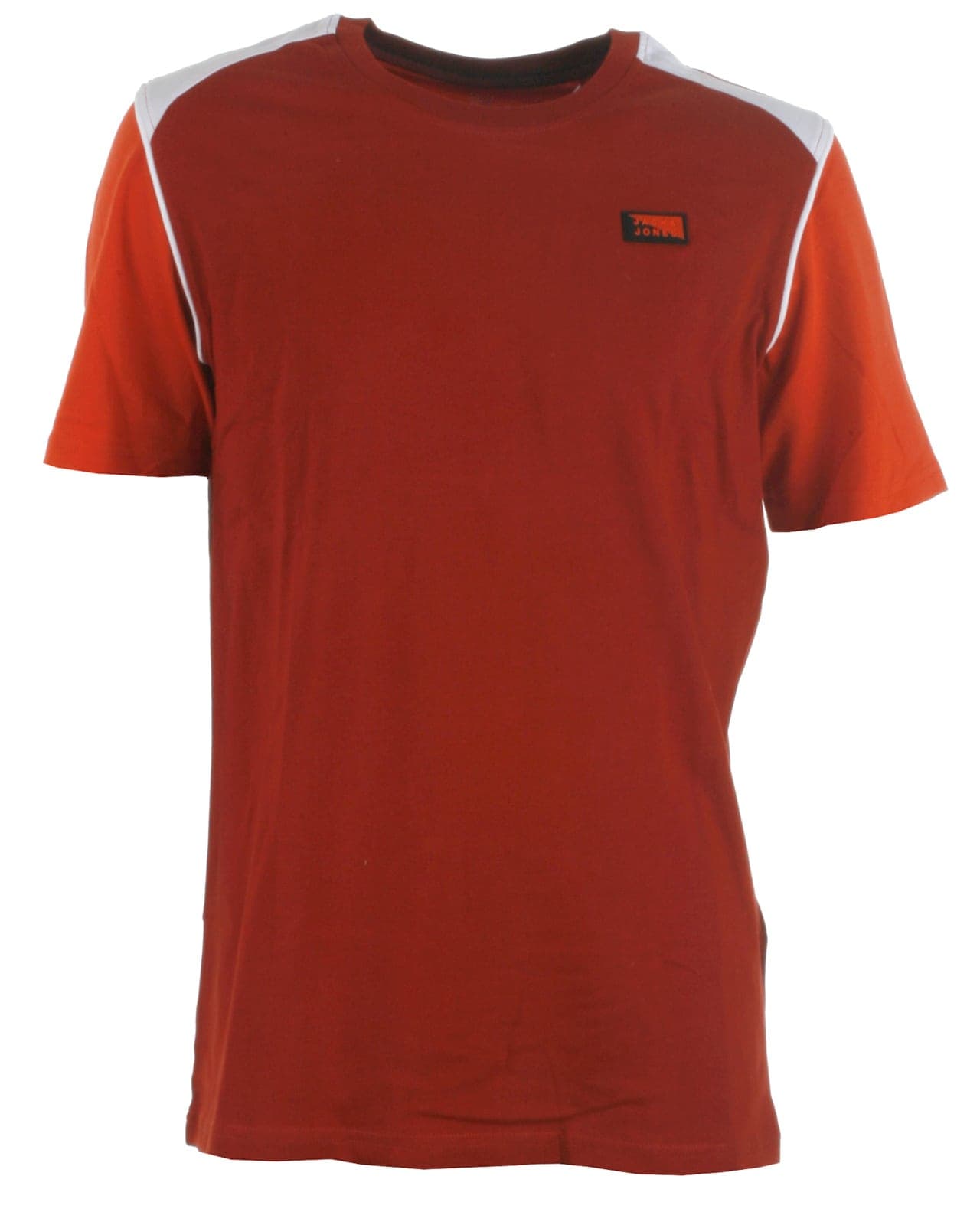 Rustrød t-shirt med korte ærmer i orange fra Jack & Jones, model 12186459 Carling - køb på umame.dk