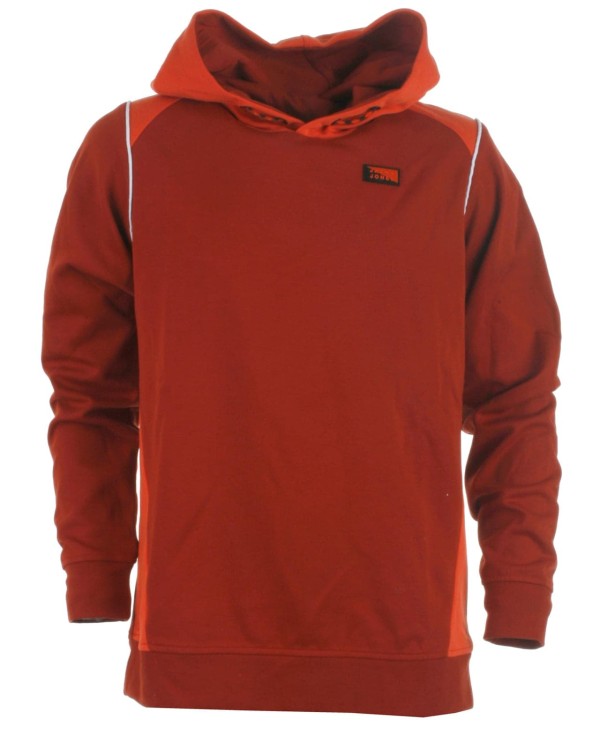 Rustrød sweatshirt med orange hætte fra Jack & Jones JR, model 12186464 Carling - køb på umame.dk