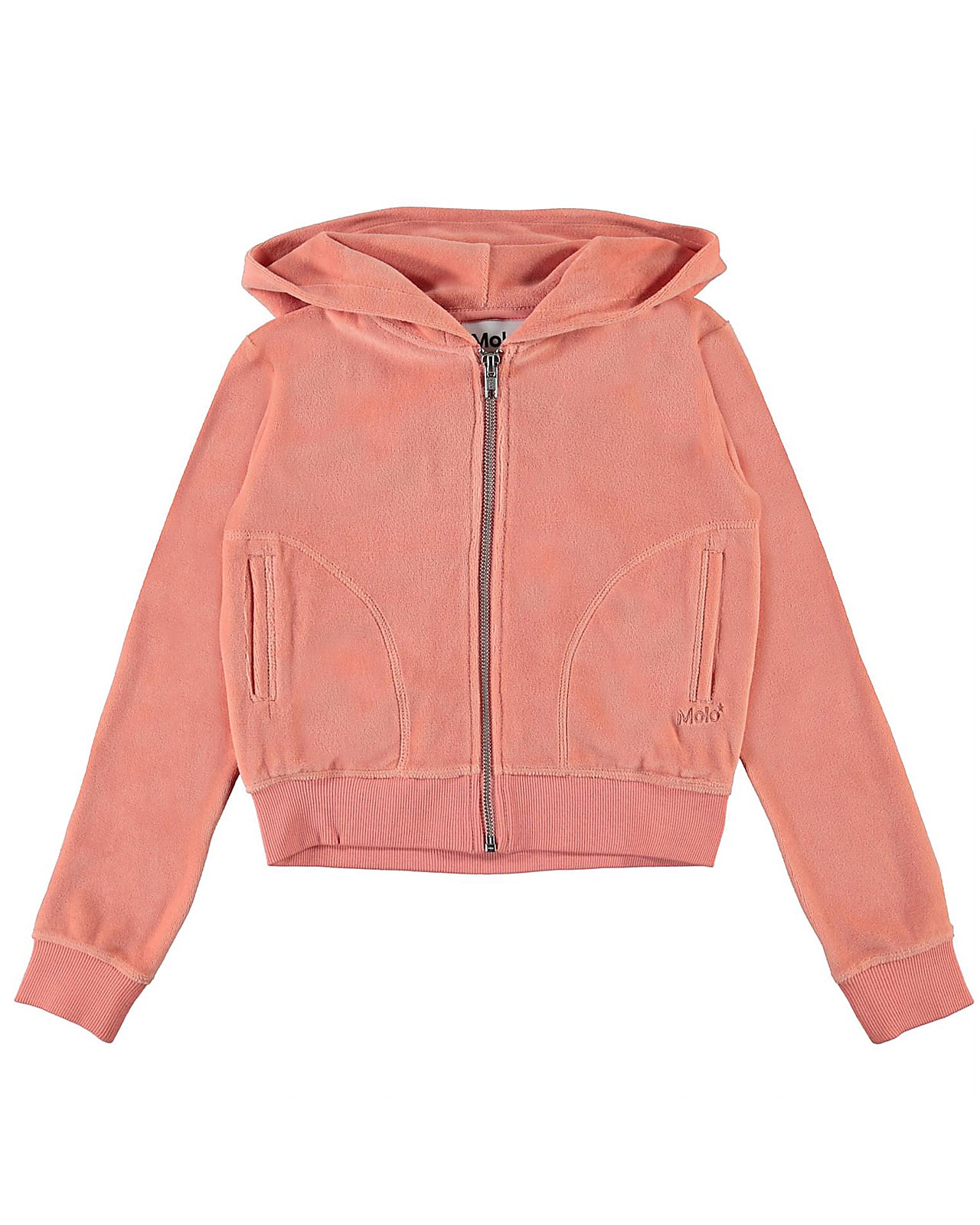 Molo velour zip hoodie, Milla, burntcoral - 104,4år