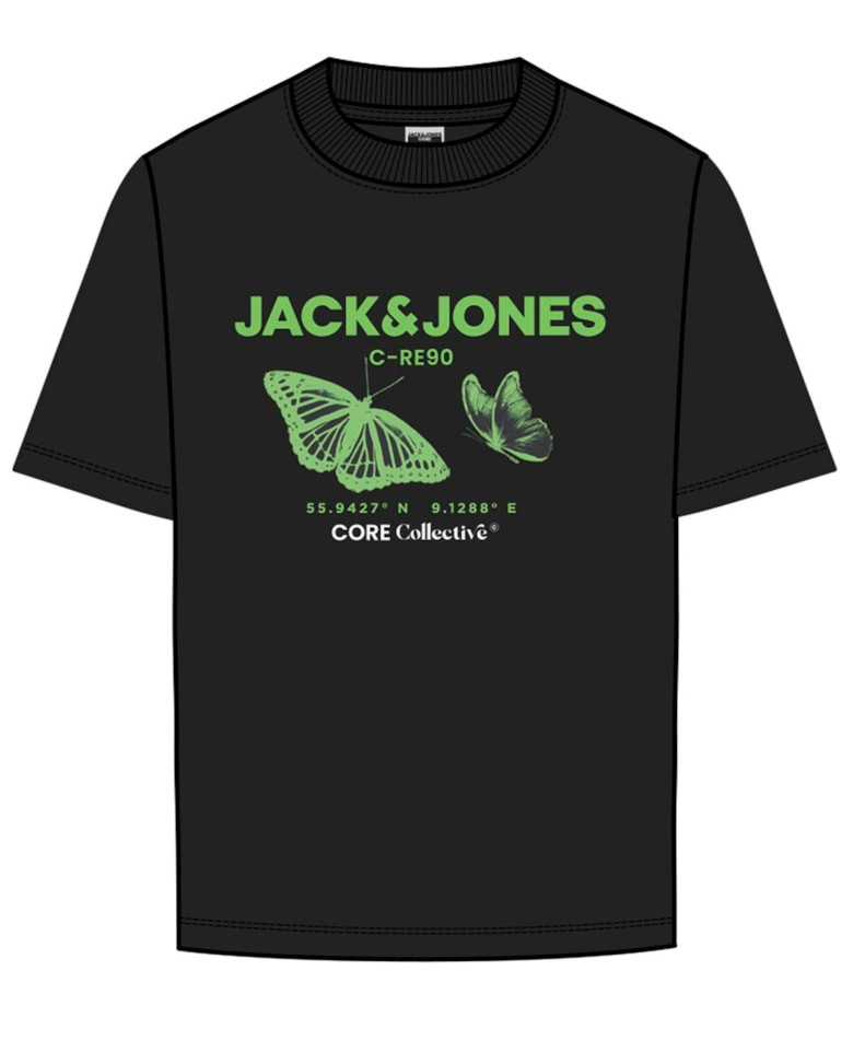 Jack & Jones JR t-shirt s/s, Text Tee, sort - 140,10år
